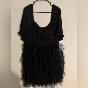 SHEIN Black Tulle Midi Dress